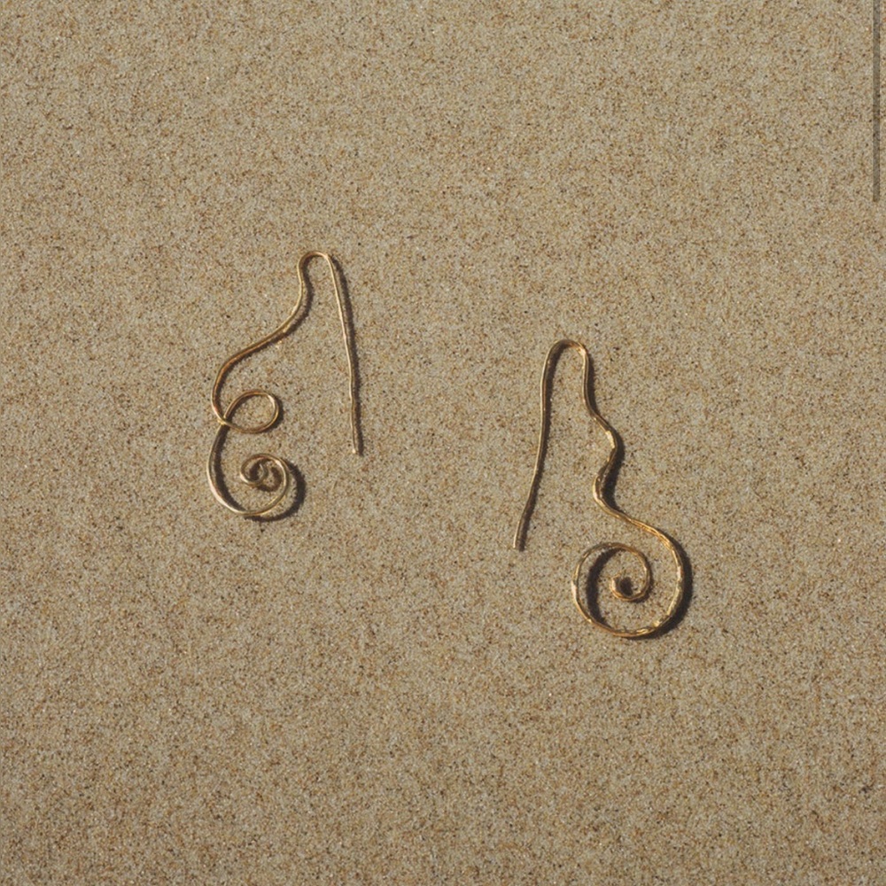 Shannon Bond Smithson Earrings in Gold Asymmetrical Spiral Swirl